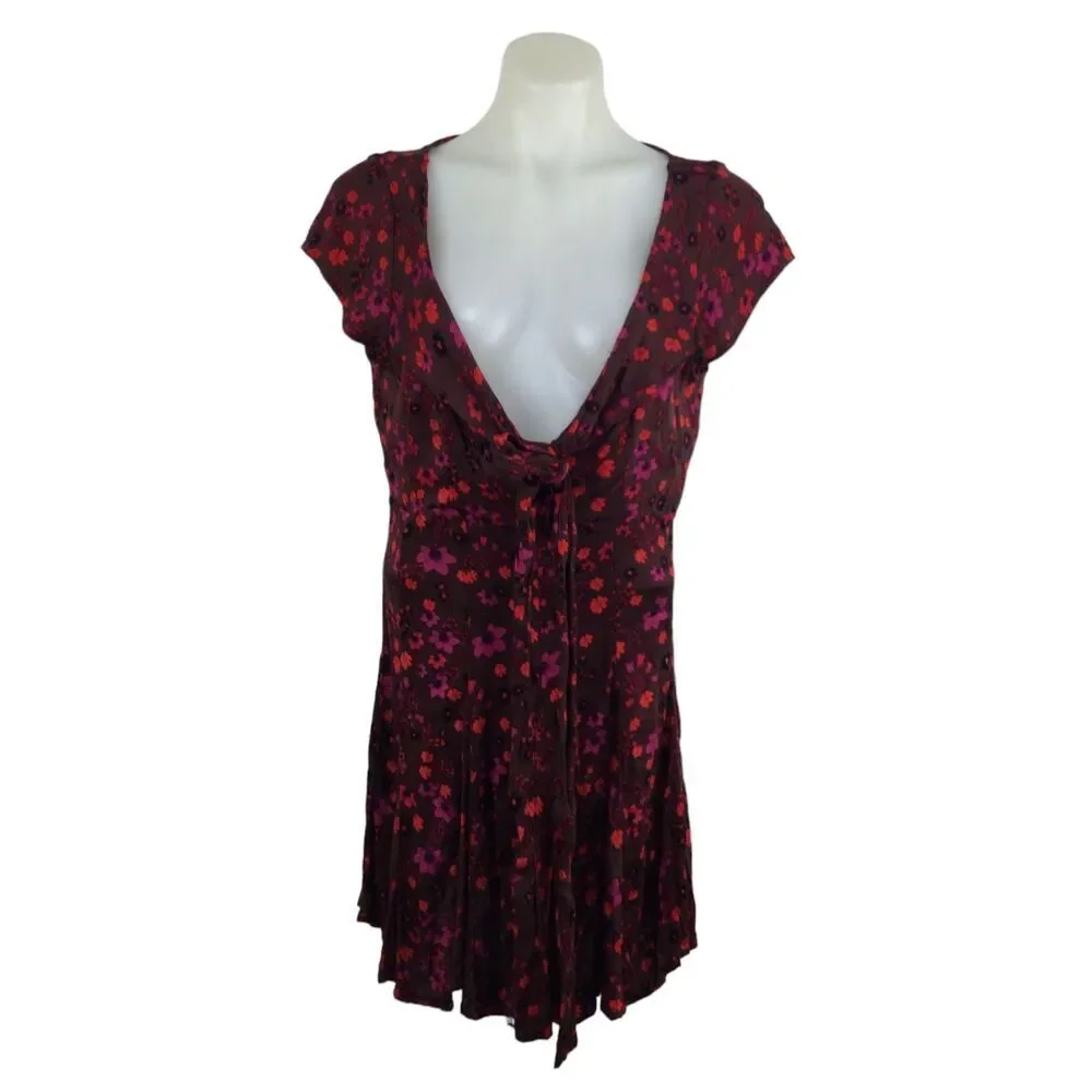 Free People Womens It Takes Two Wrap Dress Plum Combo Size XS NWT $128